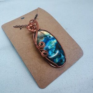 Labradorite wire wrapped necklace